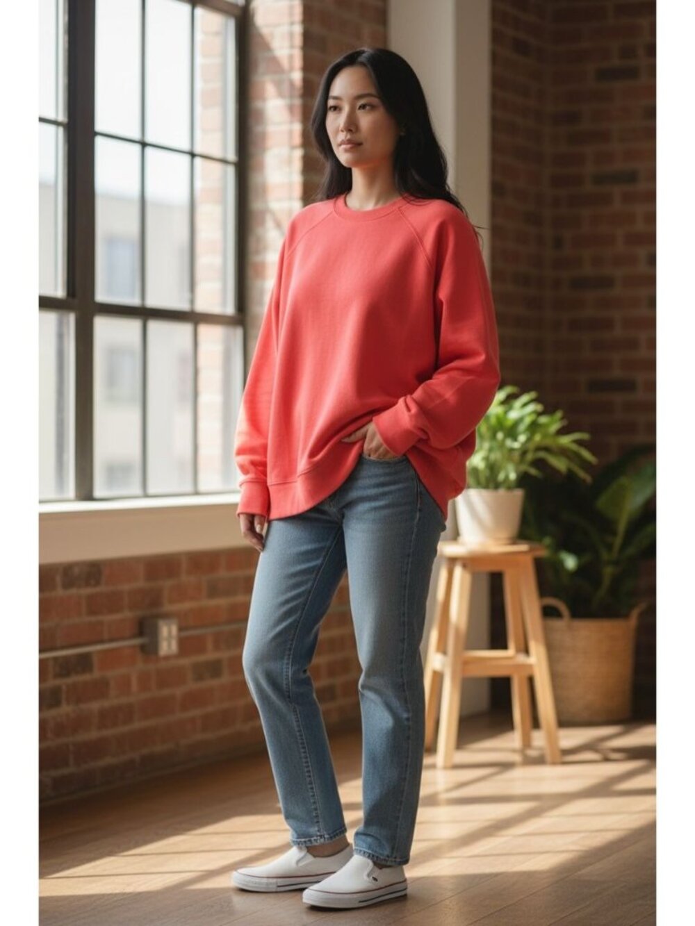 NEW Maurices Womens L Pink Long-Sleeve Pullover Sweatshirt Stretch Rayon Blend